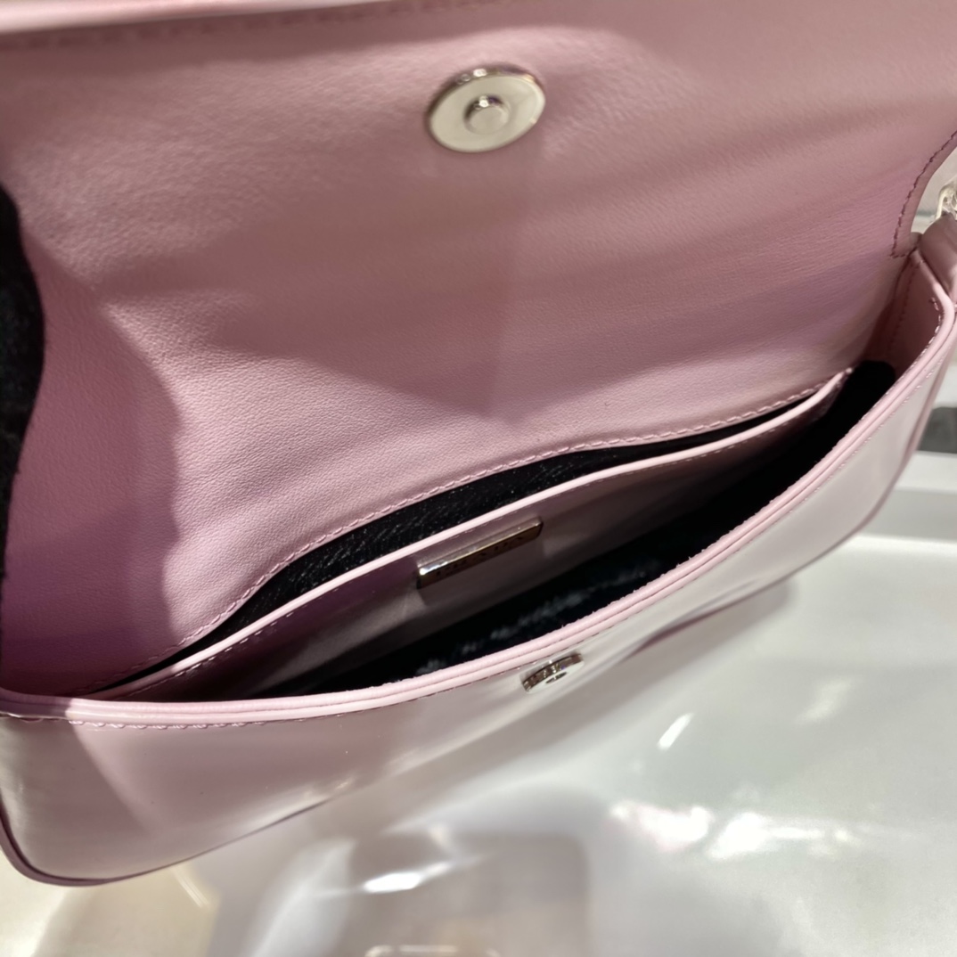 Prada Cleo Brushed Leather Shoulder Bag With Flap Light Pink 1BD311